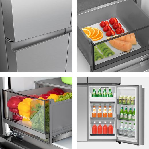 Hisense American Fridge Freezer - Stainless Steel - Close up detail shot