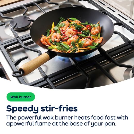 Belling 60cm Double Oven Dual Fuel BEL FSA VISION 60DF Cooker - Black / Silver Steel  - AO Annotation - Powerful-Wok-Burner