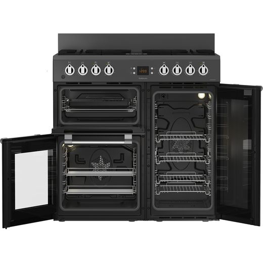 Leisure Cookmaster 90cm Dual Fuel Range Cooker - Anthracite - Doors open