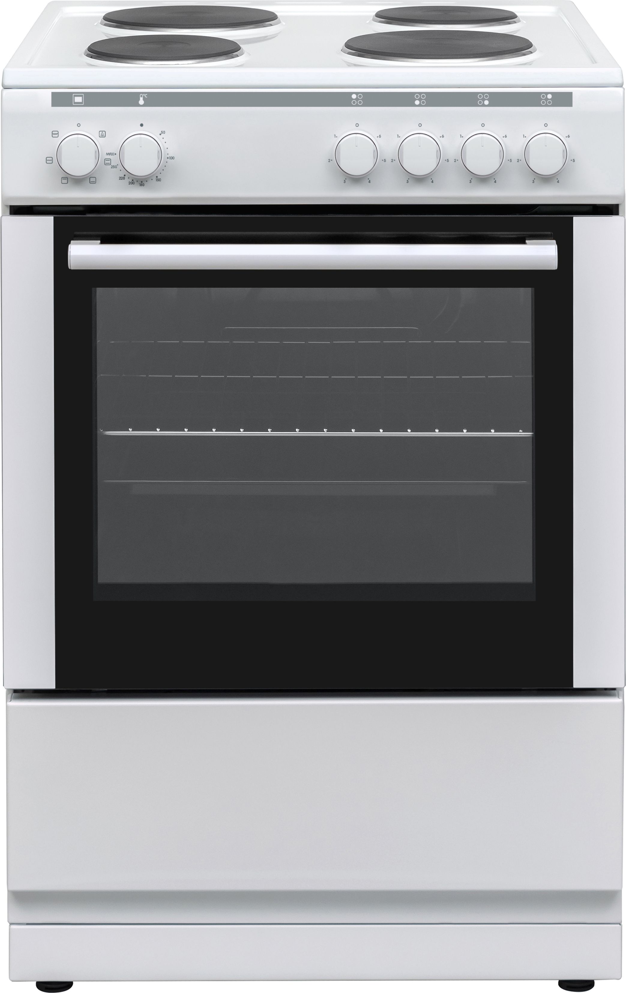Electra SE60W/1 60cm Electric Cooker with Solid Plate Hob - White - A Rated, White
