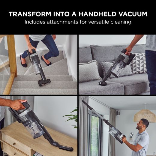 Shark Stratos with Anti-Hair Wrap Plus & Clean Sense IQ IZ420UKT Cordless Vacuum Cleaner with up to 120 Minutes Run Time - Charcoal Grey / Silver - Handheld vaccum
