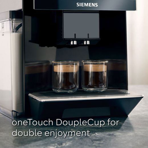Siemens EQ900 TQ903GB9 Bean to Cup Coffee Machine - Black - Annotation - On touch 2 sup shot