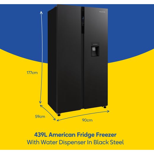 Russell Hobbs American Fridge Freezer - Black Steel - Dimensions