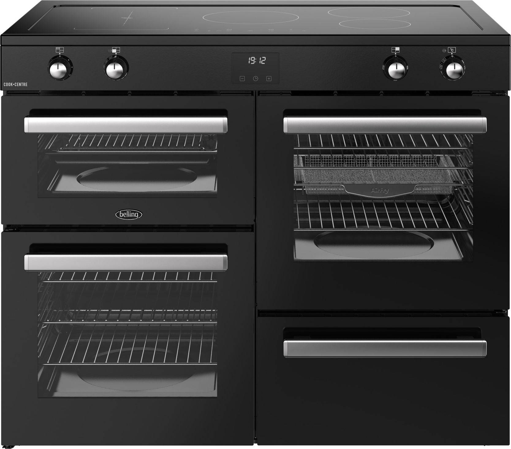 Image of Belling Cookcentre 110Ei 110cm wide Electric Range Cooker with Induction Hob - Black - A/A Rated, Black