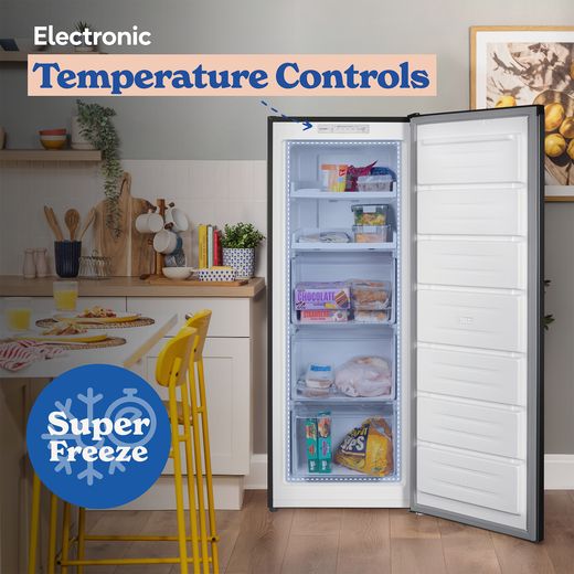 Russell Hobbs RH143FFFZ542E1B 143cm Small Upright Freezer with Door-on-door Kit - Black - Annotation - temp control shot