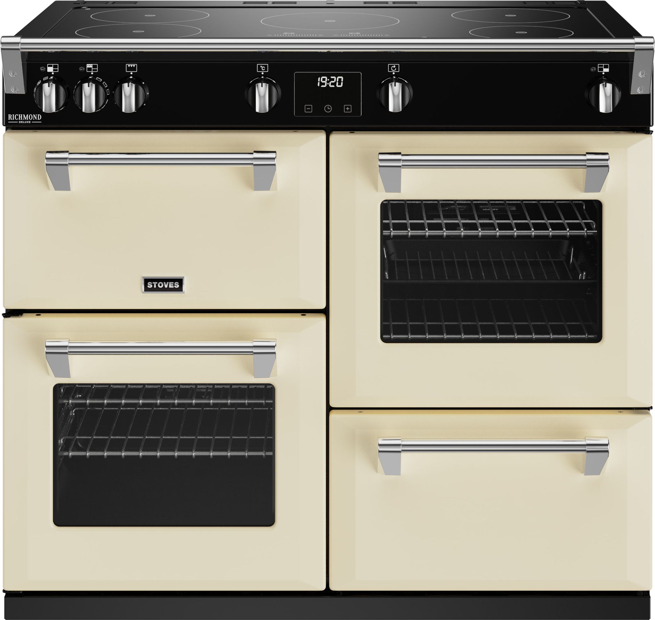 Stoves Richmond Deluxe ST DX RICH D1000Ei TCH CC 100cm Electric Range Cooker with Induction Hob - Cream - A Rated, Cream