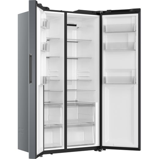 Hoover H-FRIDGE 700 MAXI American Fridge Freezer - Silver - Right perspective with door open
