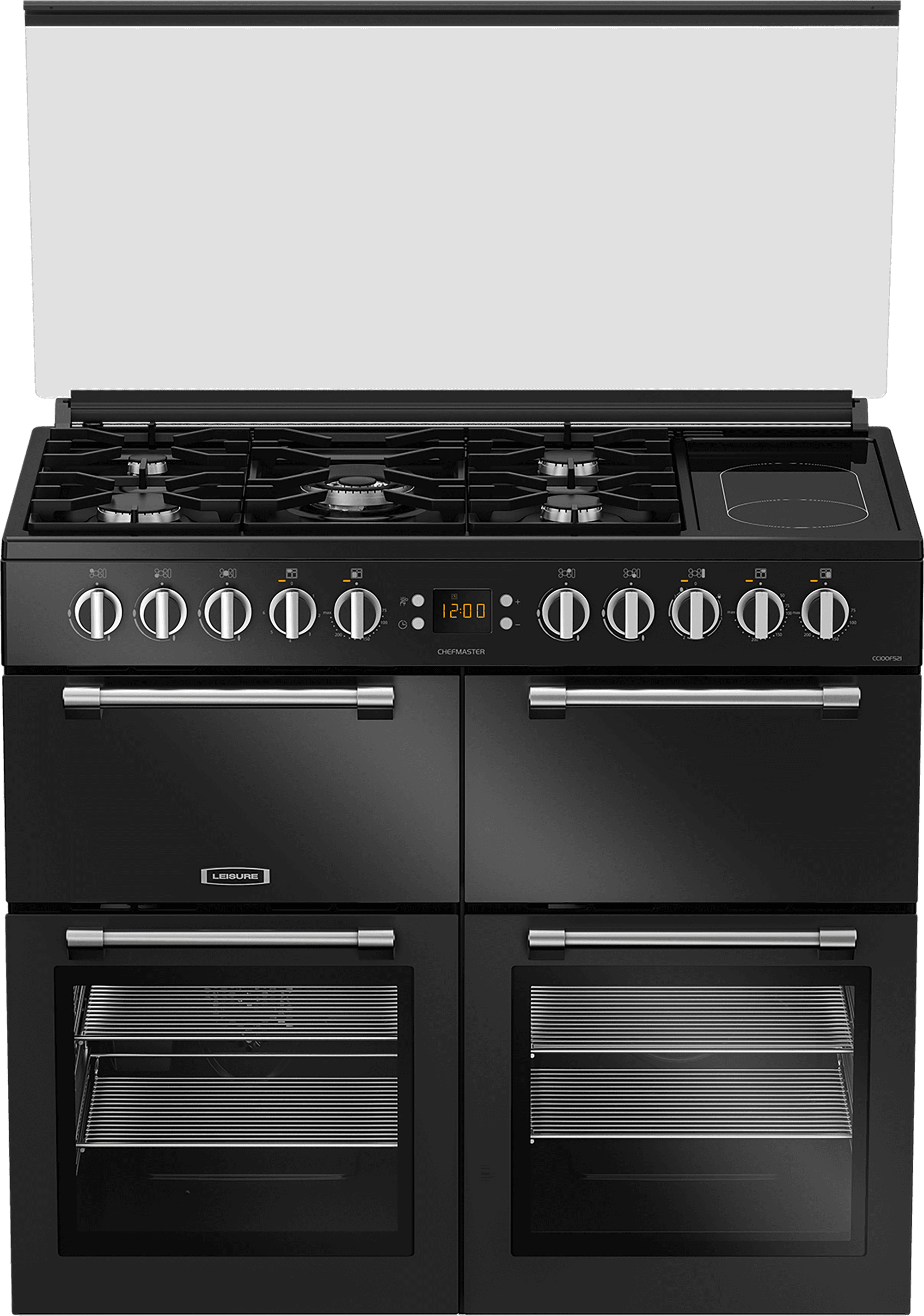 Image of Leisure Chefmaster CC100F521K 100cm wide Dual Fuel Range Cooker with Gas Hob - Black - A/A/A Rated, Black