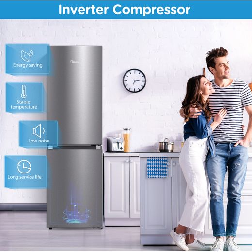 Midea 50/50 Total No Frost Fridge Freezer - Silver - Annotation - inverter compressor shot