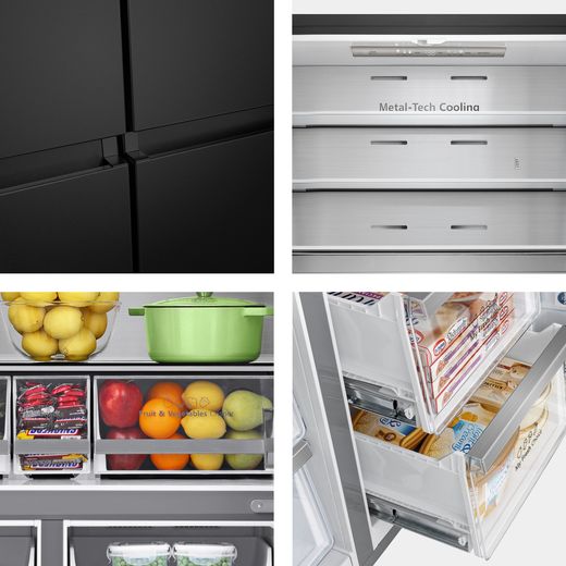 Hisense PureFlat American Fridge Freezer - Black / Stainless Steel - C;ose up detail shot