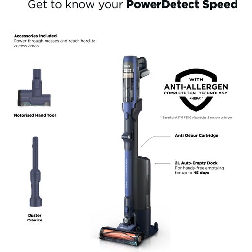 Shark PowerDetect Speed Clean and Empty Pet Pro Cordless Vacuum Cleaner with up to 60 Minutes Run Time - Ultramarine - Annotation - power detect speed