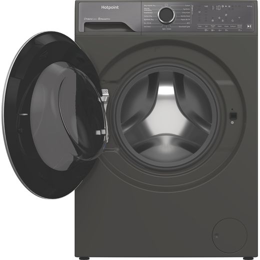 Hotpoint FS Washer Dryer HPD 9693G CARE UK 9Kg / Washer Dryer with 1400 rpm - Graphite - Front with door open shot