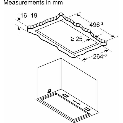 Bosch Series 6 Cooker Hood - Black - Annotation - Dimension shot