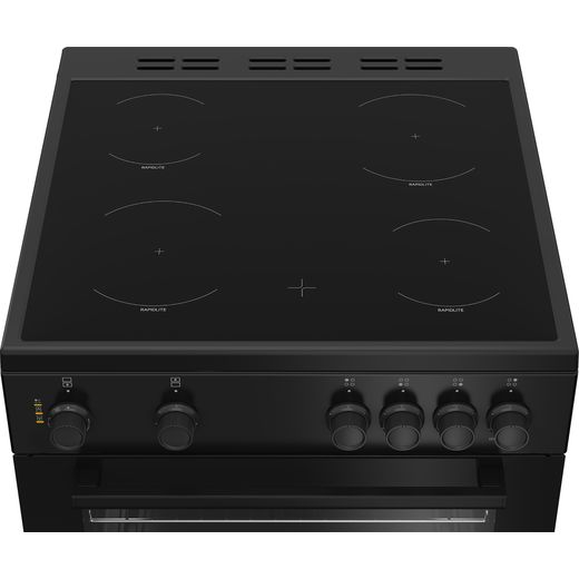 Beko AeroPerfect™ 60cm Electric Cooker with Ceramic Hob - Black - high perpsective shot