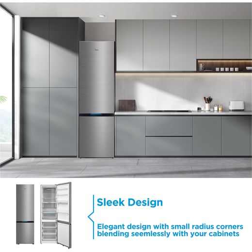 Midea Spacemaster MDRB600MIC46P Wifi Connected 201cm High 70/30 Frost Free Fridge Freezer - Black - Annotation - Sleek design