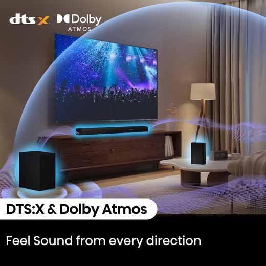 Hisense AX5100Q AX5100Q 5.1 Soundbar - Black - Annotation - Dolby atmos shot