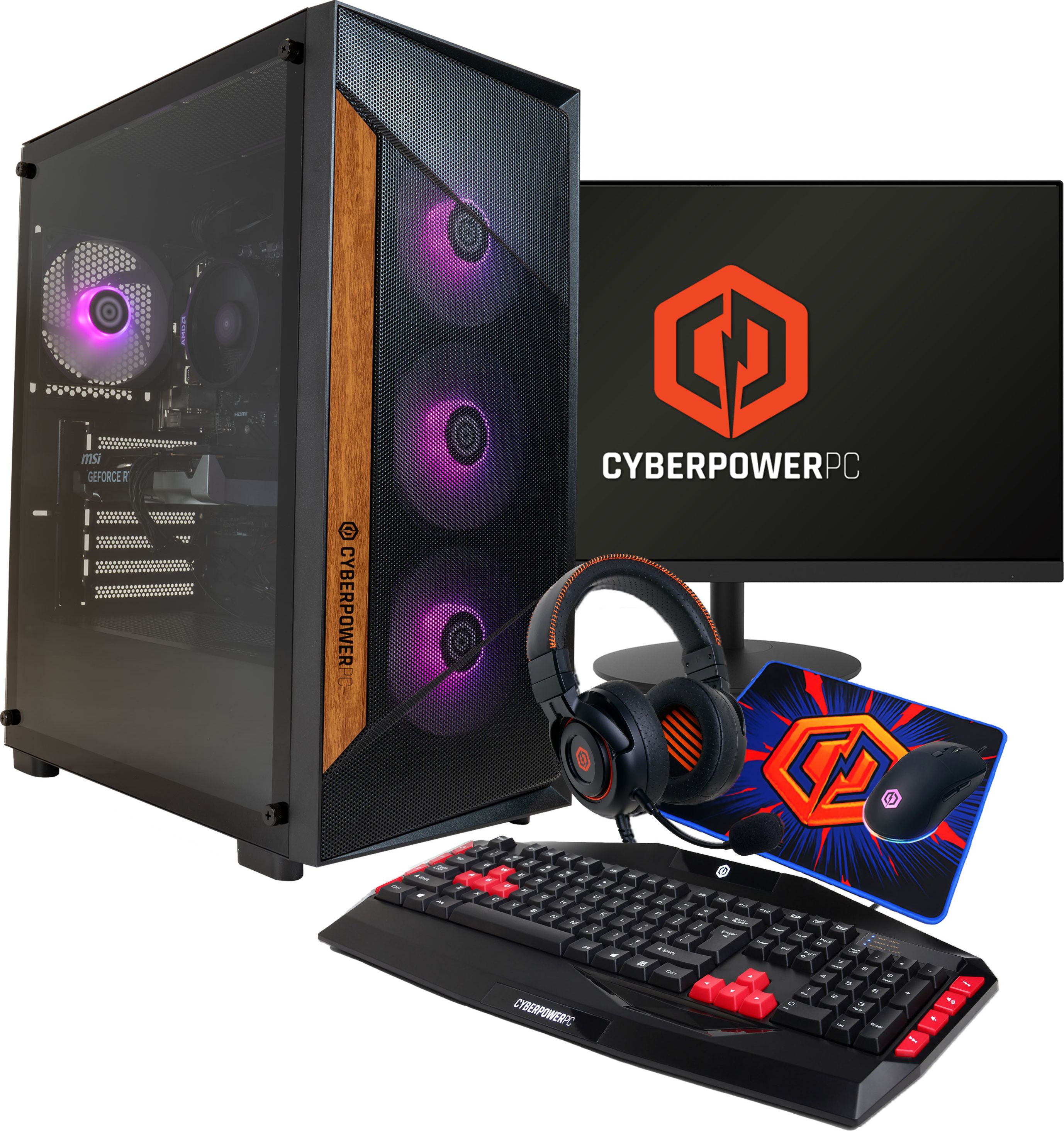 CyberPowerPC Gaming PC - AMD Ryzen 5 5600G, 8GB RAM, 500GB SSD, RX Vega 7, Windows 11 Home - Black