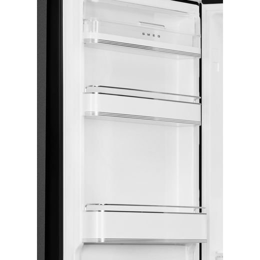 Smeg 50's Style FAB32LBL6UK 197cm 60/40 Frost Free Fridge Freezer - Black -  Close up door shelf shot