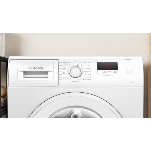Bosch WGE03408GB 8.0kg Washing Machine with 1400 rpm - White - Close up control panel shot