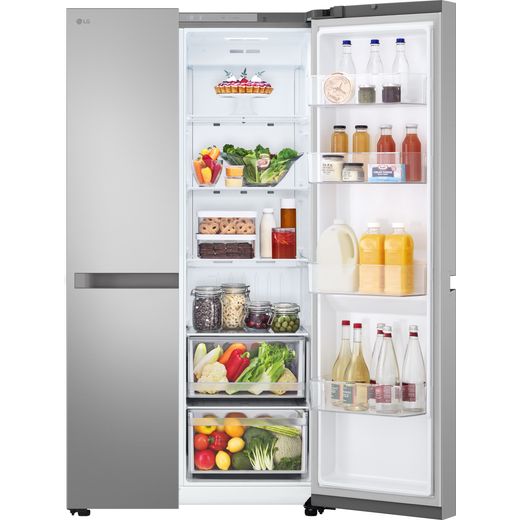 LG NatureFRESH™ American Fridge Freezer - Prime Silver  - Front with door open shot