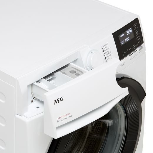 AEG ProSense® Technology LFR61844B 8kg Washing Machine with 1400 rpm - White - Detergent drawer open