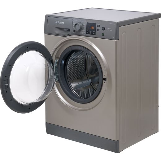 Hotpoint Anti-Stain NSWM 7469 GG UK 7kg Washing Machine with 1400 rpm - Graphite - Left perpsective shot