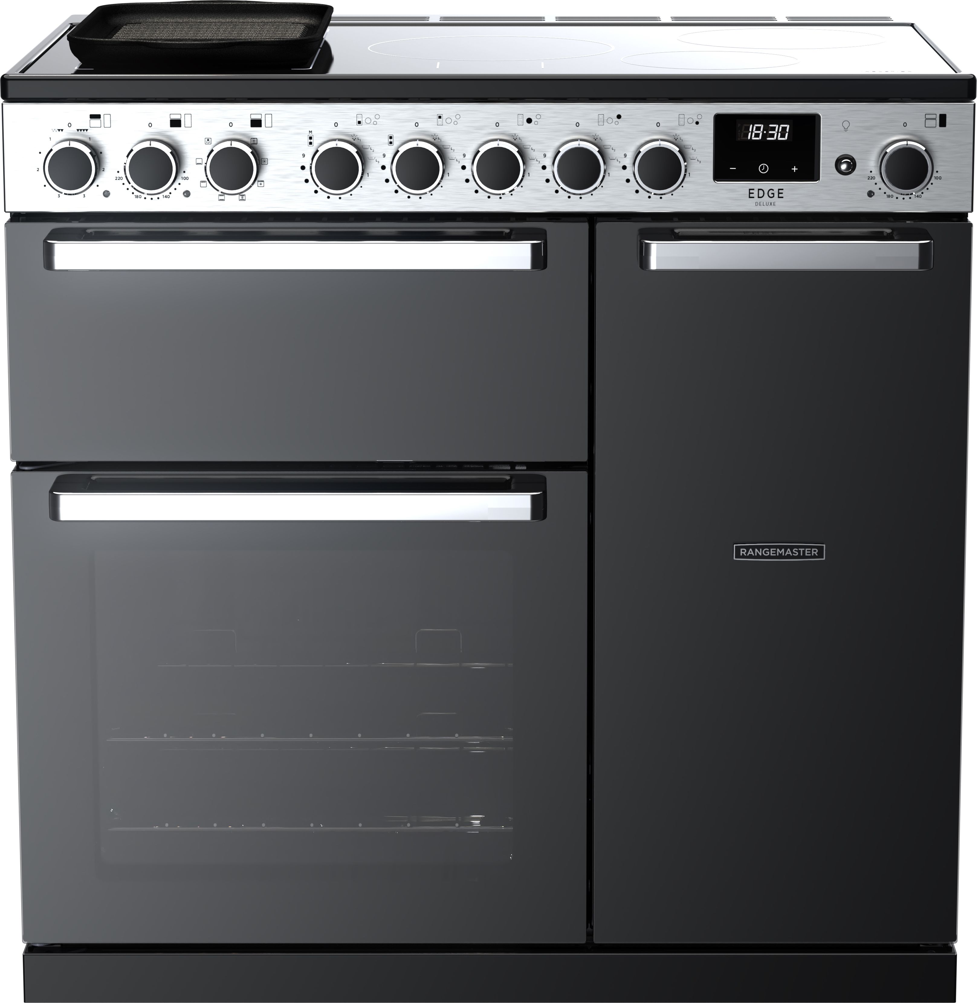Rangemaster EDDL90EIGBLK/CM1 90cm Electric Range Cooker - Black - 3 Ovens - Induction Hob