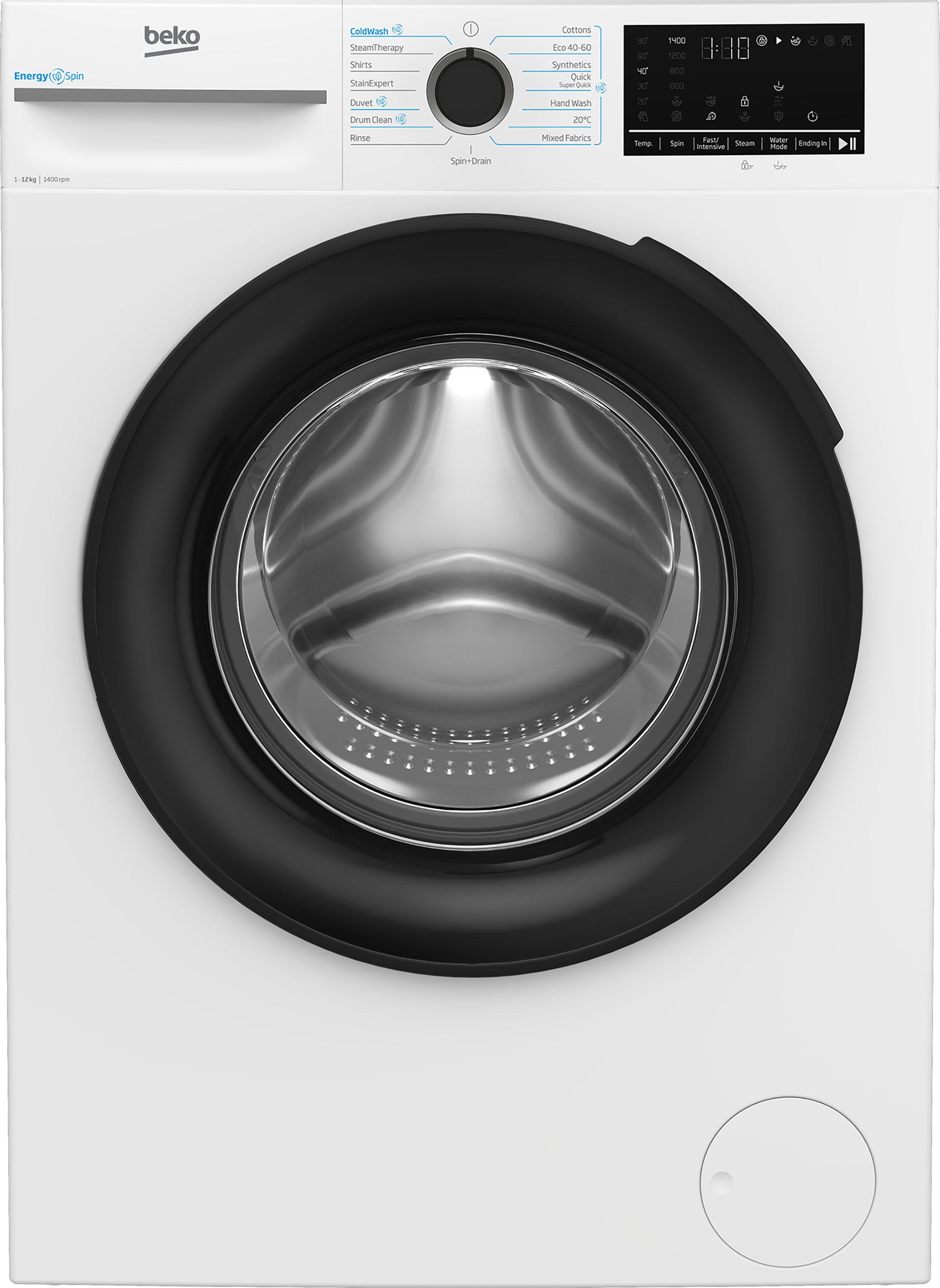 Image of Beko EnergySpin™ BM3WT1241IW 12kg Washing Machine with 1400 rpm - White - A Rated, White