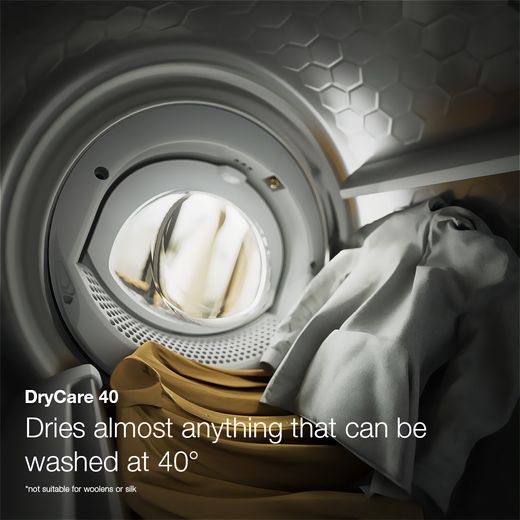 Miele TSL783WP Wifi Connected 9Kg Heat Pump Tumble Dryer - White - Annotation - Dry care 40