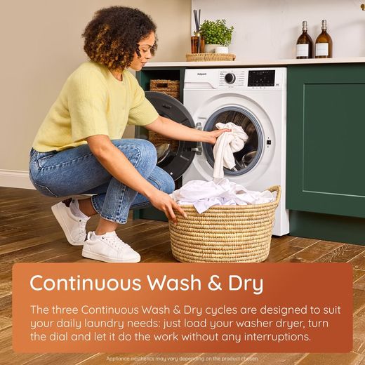 Hotpoint AntiStain HBD 8680G ANTISTAIN UK 8Kg / 6Kg Washer Dryer with 1400 rpm - Graphite - Annotation - Continuous wash and dry