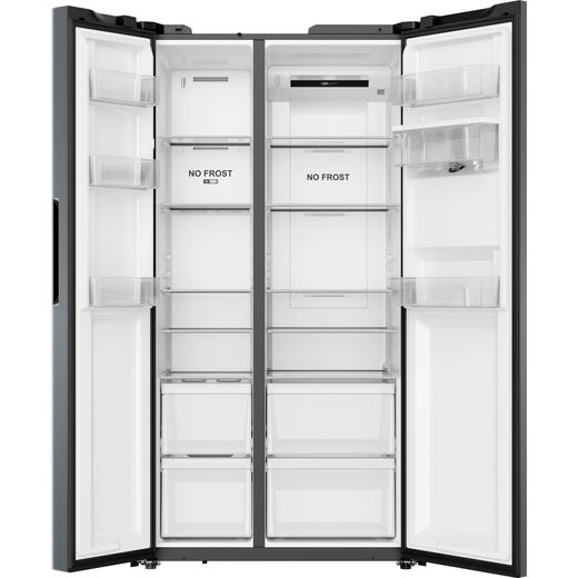 Hoover H-FRIDGE 500 MAXI American Fridge Freezer - Silver - Front with door open shot 