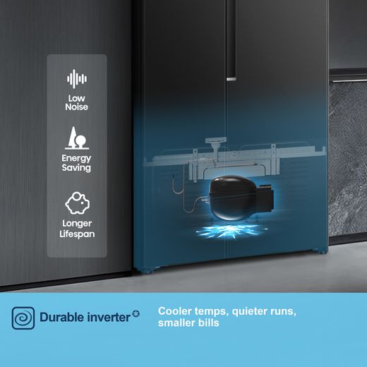 Fridgemaster American Fridge Freezer - Black - Annotation - Inverter shot
