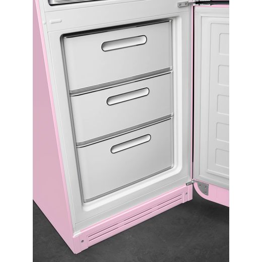 Smeg 50's Style FAB32RPK6UK 197cm Frost Free Fridge Freezer - Pink - Close up freezer drawer shot