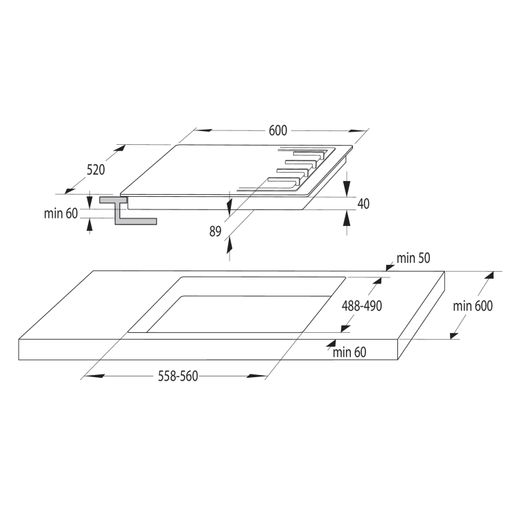 Hisense Built In Electric Double Oven and Gas Hob Pack - Stainless Steel - Dimensions