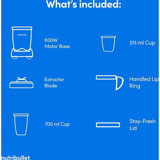 NutriBullet 600 Series 02548 - Black - Annotation - What's included