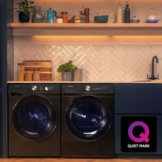 Hisense 7S Series DH7S107BB Wifi Connected 10Kg Heat Pump Tumble Dryer - Black - Annotation - Quiet mark