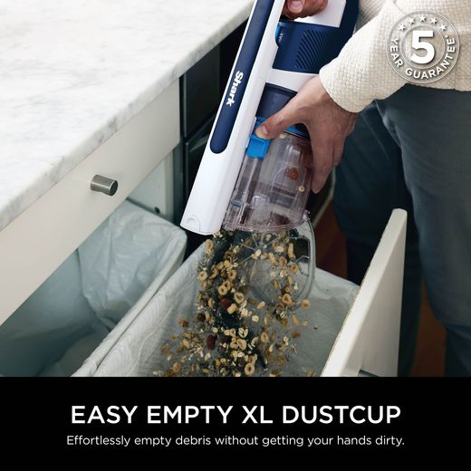 Shark Cordless Vacuum Cleaner - Blue Metallic - Annotation - Easy empty XL dustcup