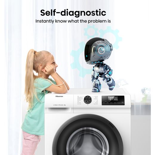 Hisense 1Q Series WF1Q8041BW 8kg Washing Machine with 1400 rpm - White - Annotation - Self diagnostic shot