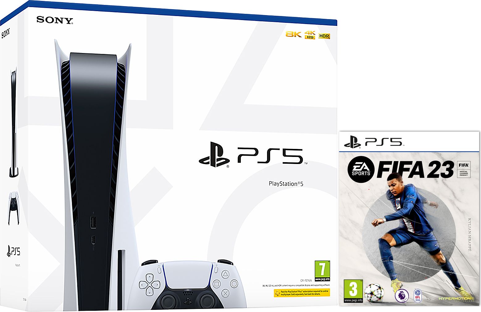 PlayStation 5 825GB with FIFA 23 - White, White