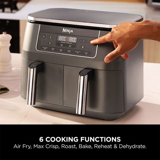 Ninja 6-in-1 Dual Zone DZ300UK Air Fryer - Grey - Annotation - 6 cooking functions