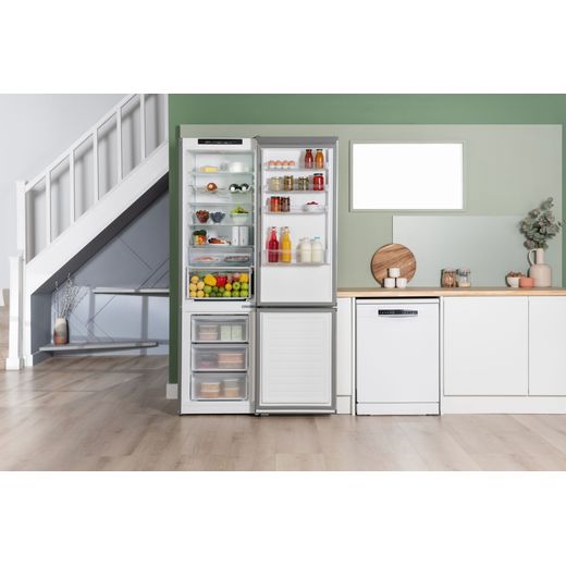 Bosch Series 4 70/30 Frost Free Fridge Freezer - Silver - Fridge with door open shot