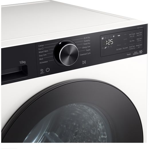 LG RHX5010THB Wifi Connected 10Kg Heat Pump Tumble Dryer - White - control panel shot 