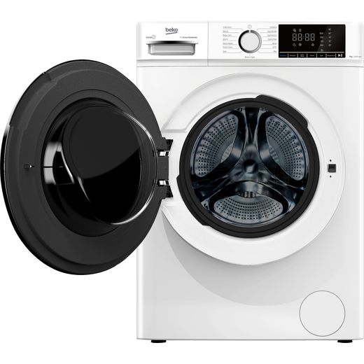 Beko BW1O3721W 7kg Washing Machine with 1200 rpm - White - Front with door open shot