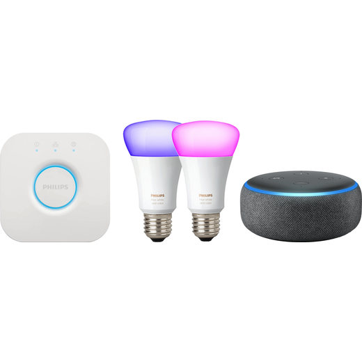 Amazon Echo Dot (3rd Gen) Smart Speaker with Alexa Includes Philips Hue E27 Starter Kit - Black