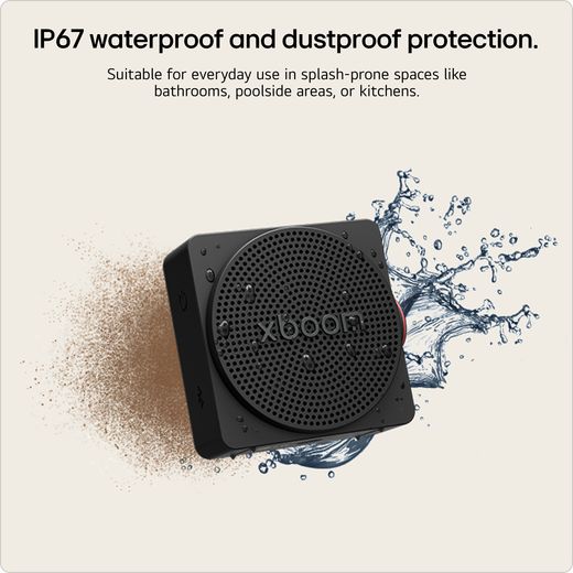 LG xboom Mini Wireless Speaker - Black - Annotation - IP67 waterproof