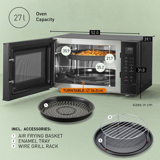 Panasonic 4-in-1 Air Fry NN-CT56RBBPQ 27 Litre 31cm High, Freestanding Small - Black - Annotation - capacity shot