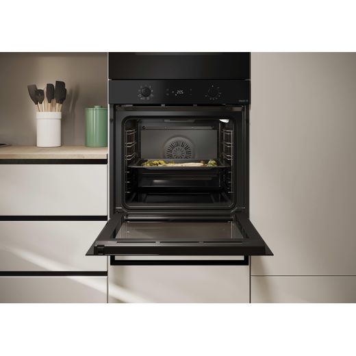 Hoover Collection 3 HO6 H3AT1ATB Built In Electric Single Oven - Black - Door open in kitchen