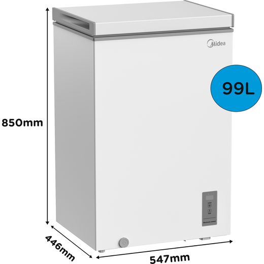 Midea MDRC154FZE01 Chest Freezer - White - Annotation - Dimensions shot