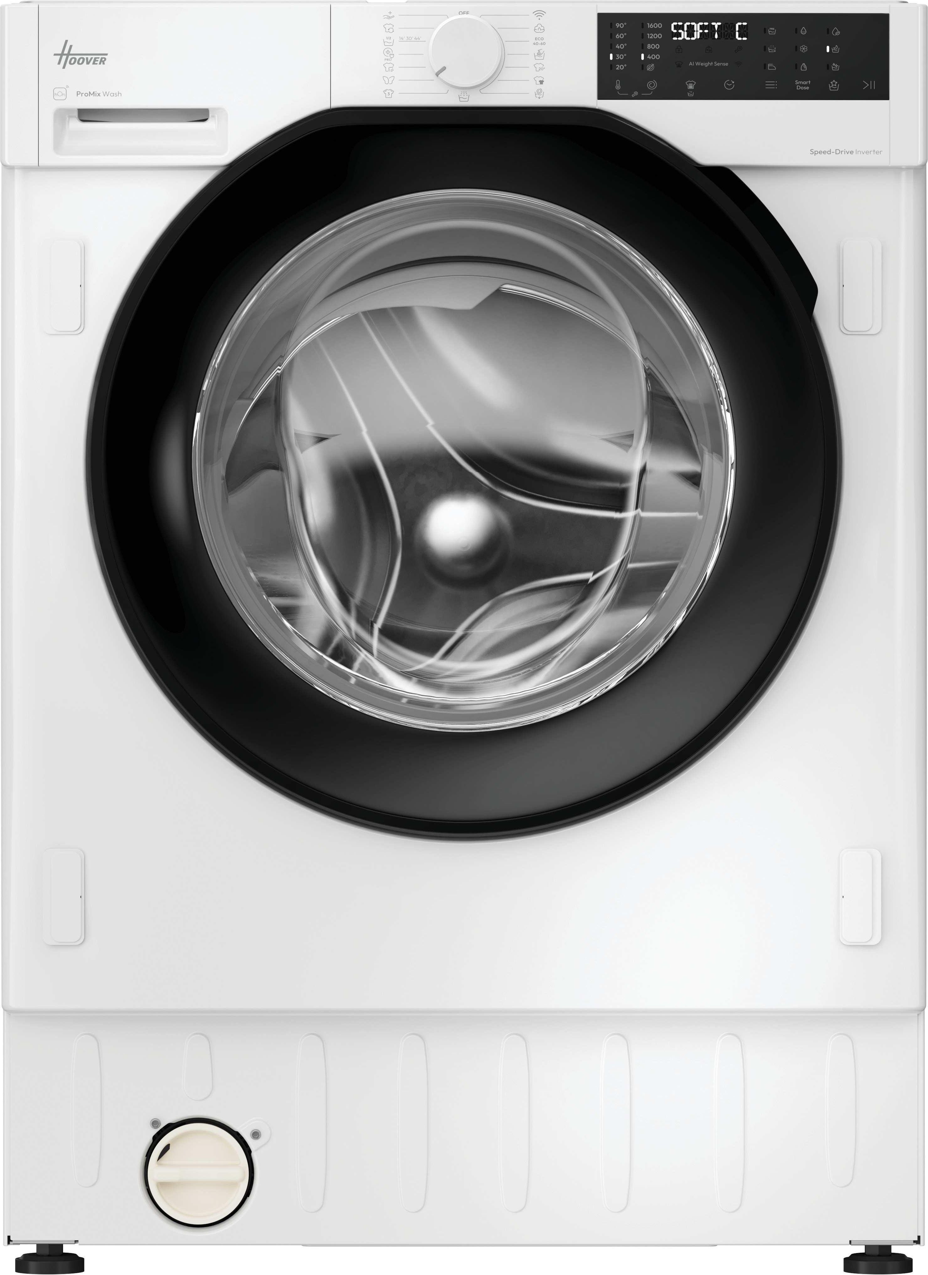 Image of Hoover H-WASH 400 BH4SD69M6DB9-80 Integrated 9kg WiFi Connected Washing Machine with 1600 rpm - White / Black - A Rated, White