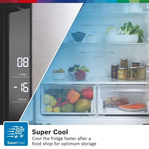 Bosch Series 4 American Fridge Freezer - Stainless Steel Effect - Annotation - Super Cool